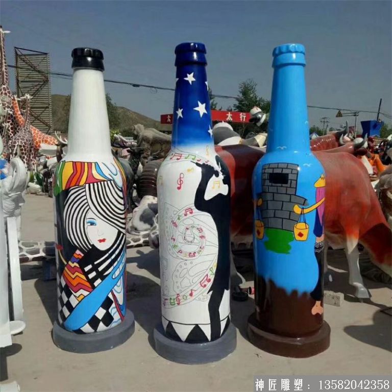 ktv酒瓶雕塑 质美价廉玻璃钢艺术品 (7)